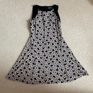 Ralph Lauren Black and White Flower Dress Size 6